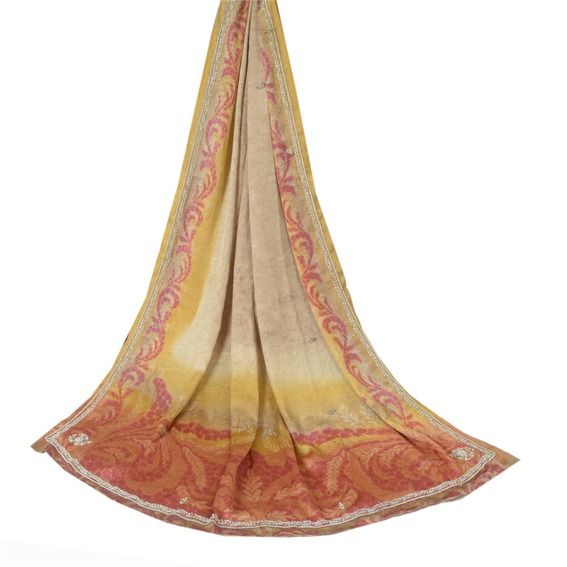 Sanskriti Vintage Lang Multi Dupatta Håndbroderet Zardozi Kunstig Silkeslør