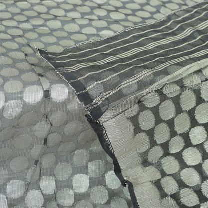 Sanskriti Vintage Long Gray Indian Dupatta Stole Pure Silk Woven Scarves Veil