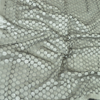 Sanskriti Vintage Long Gray Indian Dupatta Stole Pure Silk Woven Scarves Veil