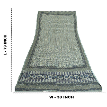 Sanskriti Vintage Long Dupatta/Stole Pure Blue Hand Beaded Sequins Scarf Veil