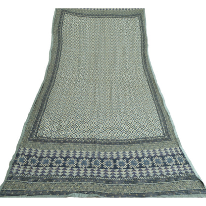Sanskriti Vintage Long Dupatta/Stole Pure Blue Hand Beaded Sequins Scarf Veil