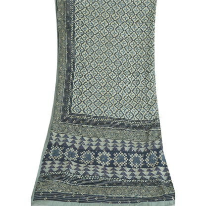 Sanskriti Vintage Long Dupatta/Stole Pure Blue Hand Beaded Sequins Scarf Veil