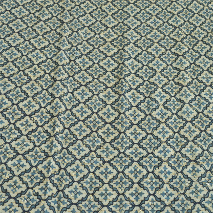 Sanskriti Vintage Long Dupatta/Stole Pure Blue Hand Beaded Sequins Scarf Veil