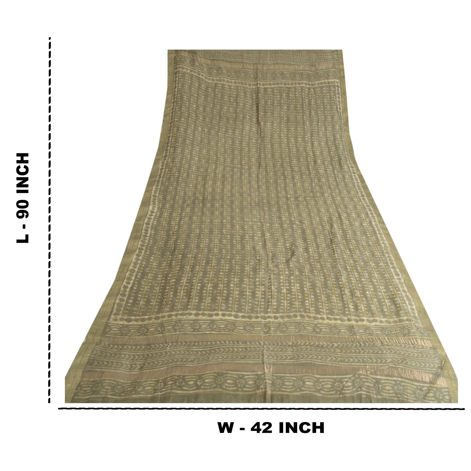 Sanskriti Vintage Long Dupatta/Stole Pure Cotton Hand Block Printed Bagru Veil