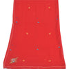 Sanskriti Vintage Red Dupatta Long Stole Pure Georgette Hand Beaded Wrap Scarves