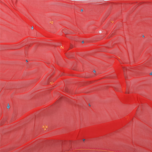 Санскрити Винтаж Красный Дупатта Длинный Палантин Чистый Жоржет Ручной Работы Бисером Шарфы-накидки