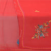 Sanskriti Vintage Red Dupatta Long Stole Pure Georgette Hand Beaded Wrap Scarves
