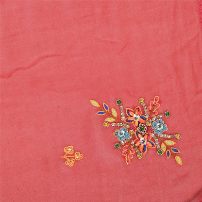 Sanskriti Vintage Red Dupatta Long Stole Pure Georgette Hand Beaded Wrap Scarves