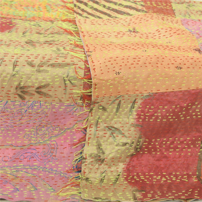 Sanskriti Vintage Long Dupatta/Stole Blend Silk Hand Embroidered Printed Scarf