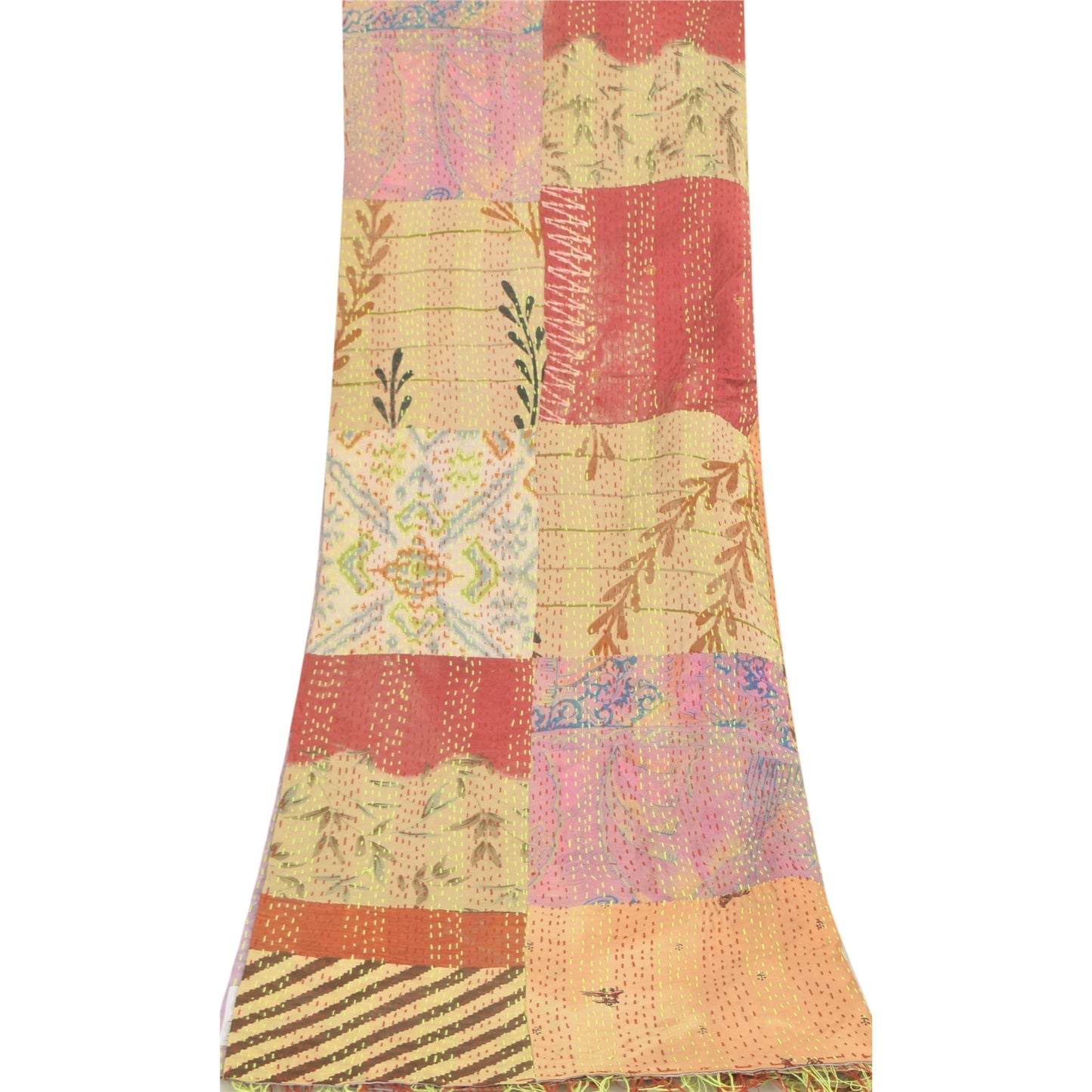 Sanskriti Vintage Long Dupatta/Stole Blend Silk Hand Embroidered Printed Scarf