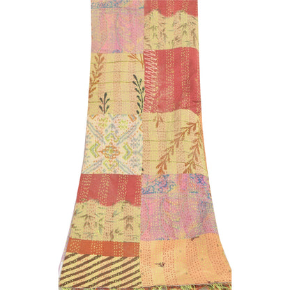 Sanskriti Vintage Long Dupatta/Stole Blend Silk Hand Embroidered Printed Scarf