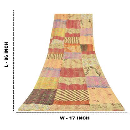 Sanskriti Vintage Long Dupatta/Stole Blend Silk Hand Embroidered Printed Scarf