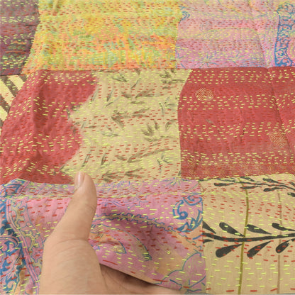 Sanskriti Vintage Long Dupatta/Stole Blend Silk Hand Embroidered Printed Scarf