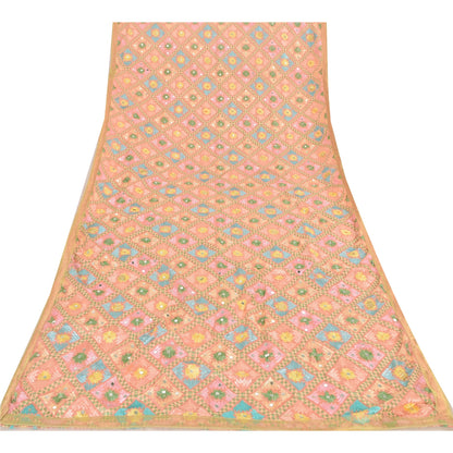 Санскритский винтажный длинный дупатта/палантин с ручной вышивкой Баг Пхулкари из художественного шелка