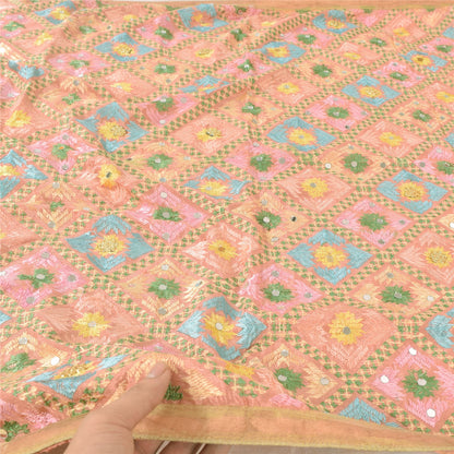 Санскритский винтажный длинный дупатта/палантин с ручной вышивкой Баг Пхулкари из художественного шелка