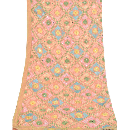 Санскритский винтажный длинный дупатта/палантин с ручной вышивкой Баг Пхулкари из художественного шелка