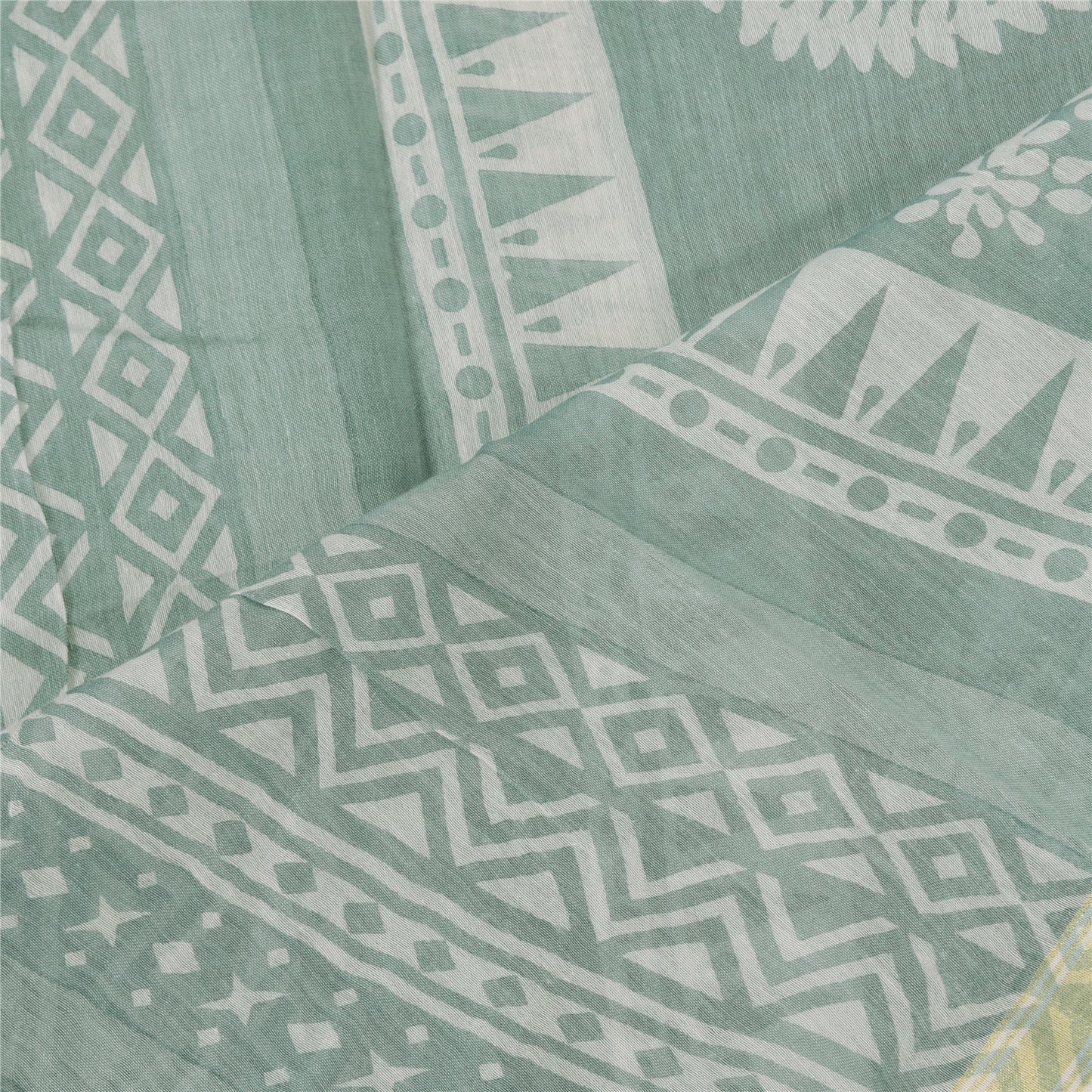 Sanskriti Vintage Long Dupatta/Stole Pure Cotton Blue/Ivory Hand Block Printed