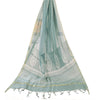Sanskriti Vintage Long Dupatta/Stole Pure Cotton Blue/Ivory Hand Block Printed
