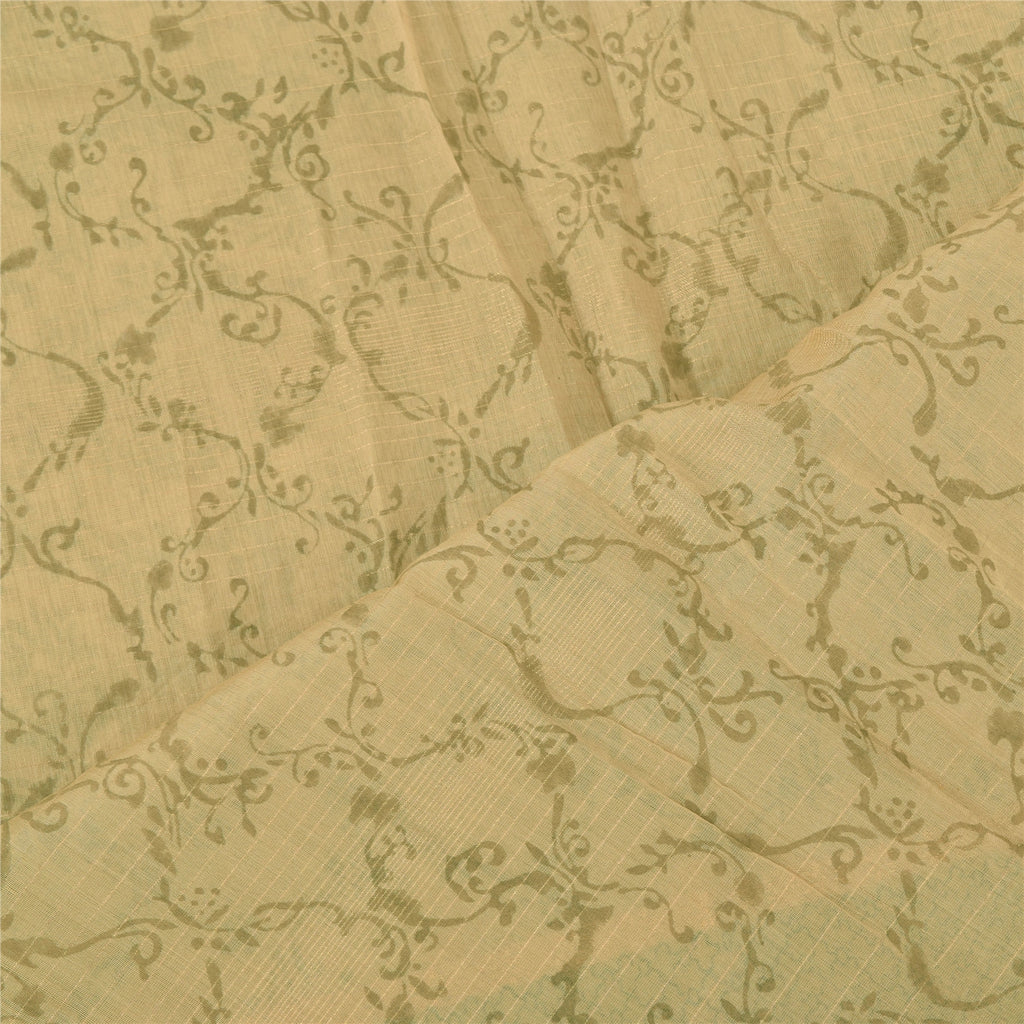 Sanskriti Vintage Long Dupatta/Stole Peach Cotton Silk Hand Block Printed Zari