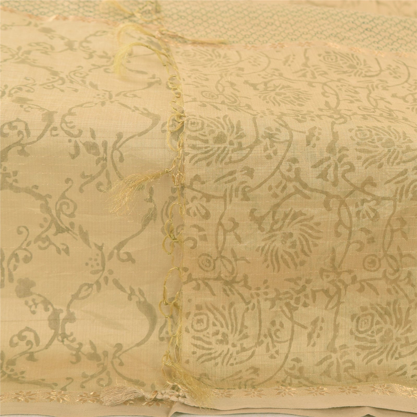 Sanskriti Vintage Long Dupatta/Stole Peach Cotton Silk Hand Block Printed Zari