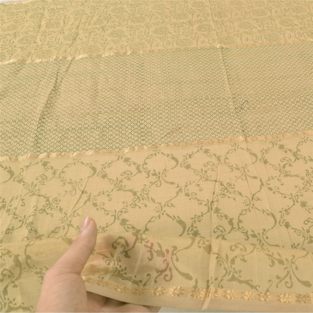 Sanskriti Vintage Long Dupatta/Stole Peach Cotton Silk Hand Block Printed Zari