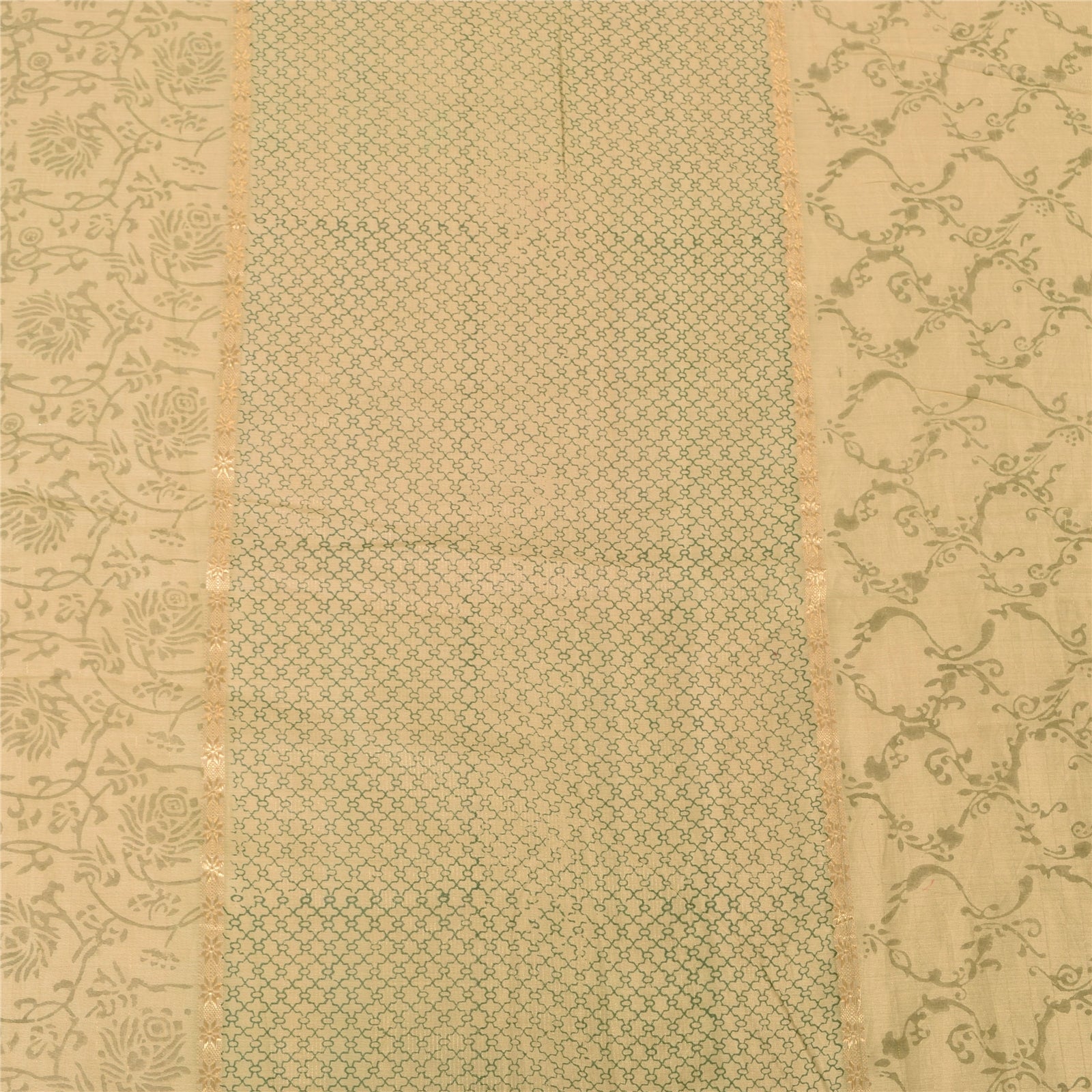 Sanskriti Vintage Long Dupatta/Stole Peach Cotton Silk Hand Block Printed Zari