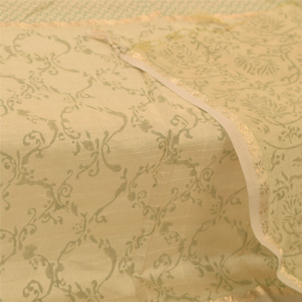 Sanskriti Vintage Long Dupatta/Stole Peach Cotton Silk Hand Block Printed Zari