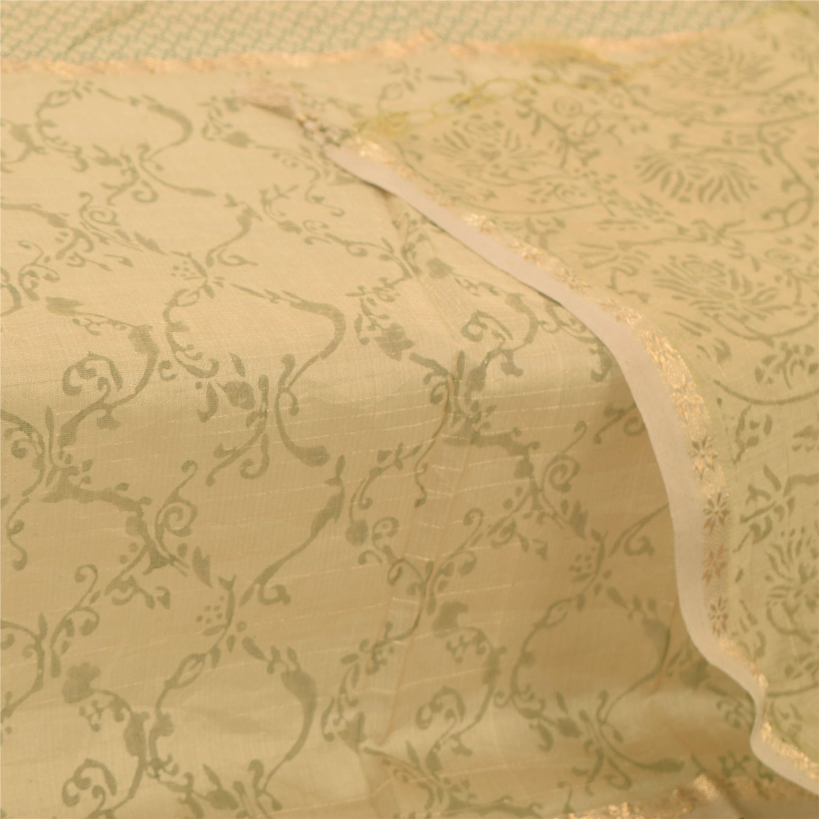 Sanskriti Vintage Long Dupatta/Stole Peach Cotton Silk Hand Block Printed Zari