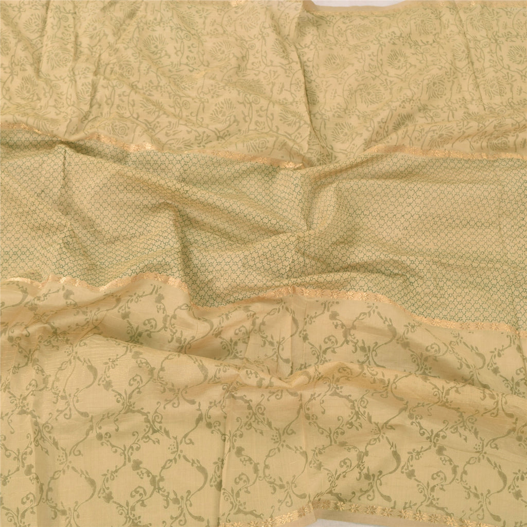 Sanskriti Vintage Long Dupatta/Stole Peach Cotton Silk Hand Block Printed Zari