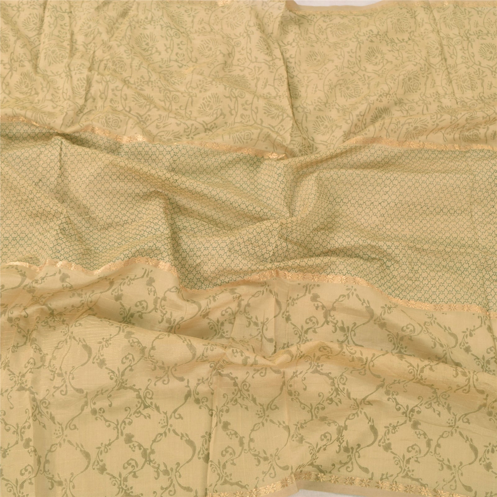 Sanskriti Vintage Long Dupatta/Stole Peach Cotton Silk Hand Block Printed Zari