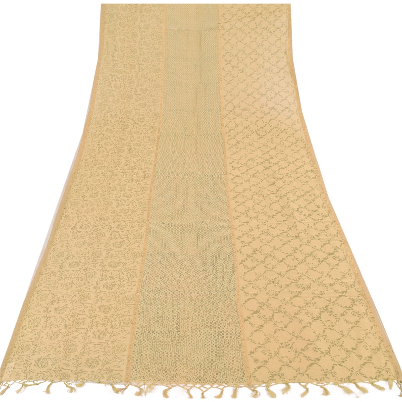 Sanskriti Vintage Long Dupatta/Stole Peach Cotton Silk Hand Block Printed Zari