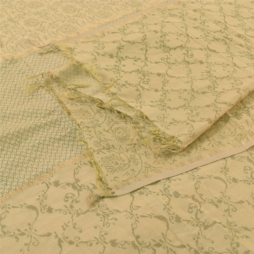 Sanskriti Vintage Long Dupatta/Stole Peach Cotton Silk Hand Block Printed Zari