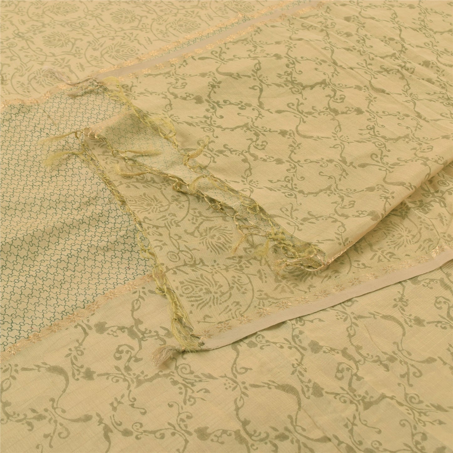 Санскрити Винтаж Длинный Дупатта/Палантин Персиковый Хлопок Шелковый Набивной Шарф Зари Вуаль