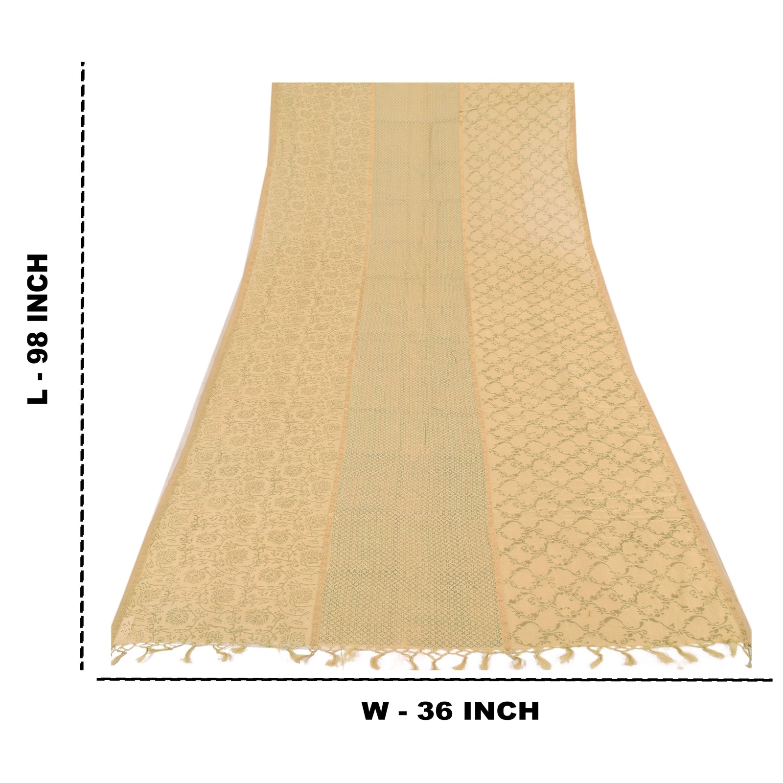 Sanskriti Vintage Long Dupatta/Stole Peach Cotton Silk Hand Block Printed Zari