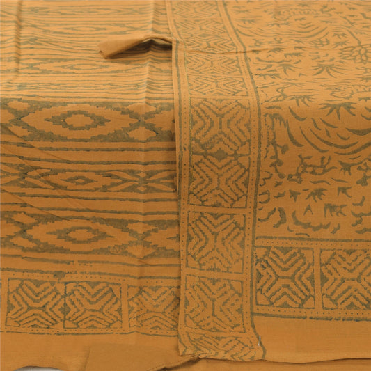 Sanskriti Vintage Sennep Dupatta Lang Stole Ren Bomuld Trykte Premium Tørklæder