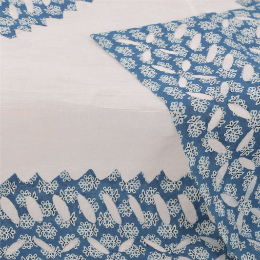 Sanskriti Vintage Creme Dupatta Lange Stole Ren Bomuld Applikation Premium Tørklæder