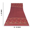 Sanskriti Vintage Long Dupatta/Stole Pure Crepe Silk Dark Red Printed Scarf Veil