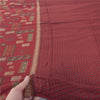 Sanskriti Vintage Long Dupatta/Stole Pure Crepe Silk Dark Red Printed Scarf Veil