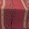 Sanskriti Vintage Long Dupatta/Stole Pure Crepe Silk Dark Red Printed Scarf Veil