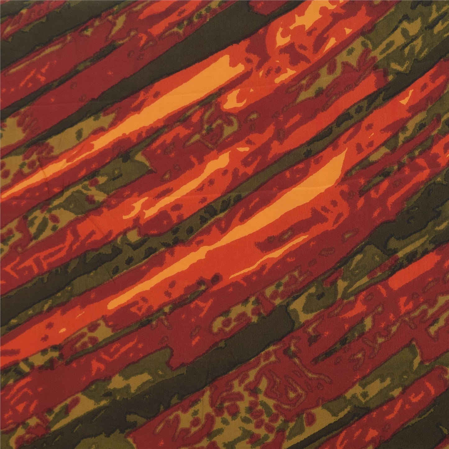 Sanskriti Vintage Olivengrøn Dupatta Lang Stola Ren Crepe Trykt Premium Slør