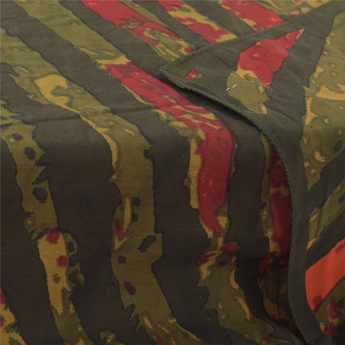 Sanskriti Vintage Olivengrøn Dupatta Lang Stola Ren Crepe Trykt Premium Slør