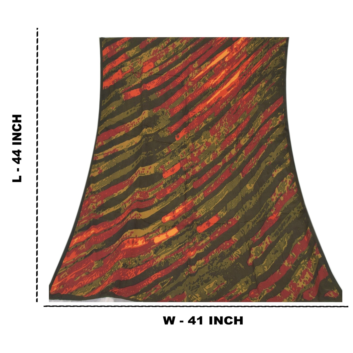 Sanskriti Vintage Olivengrøn Dupatta Lang Stola Ren Crepe Trykt Premium Slør