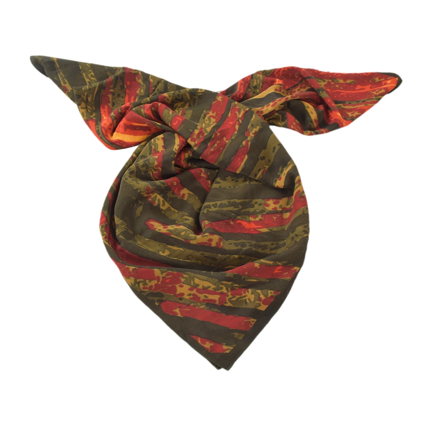 Sanskriti Vintage Olivengrøn Dupatta Lang Stola Ren Crepe Trykt Premium Slør