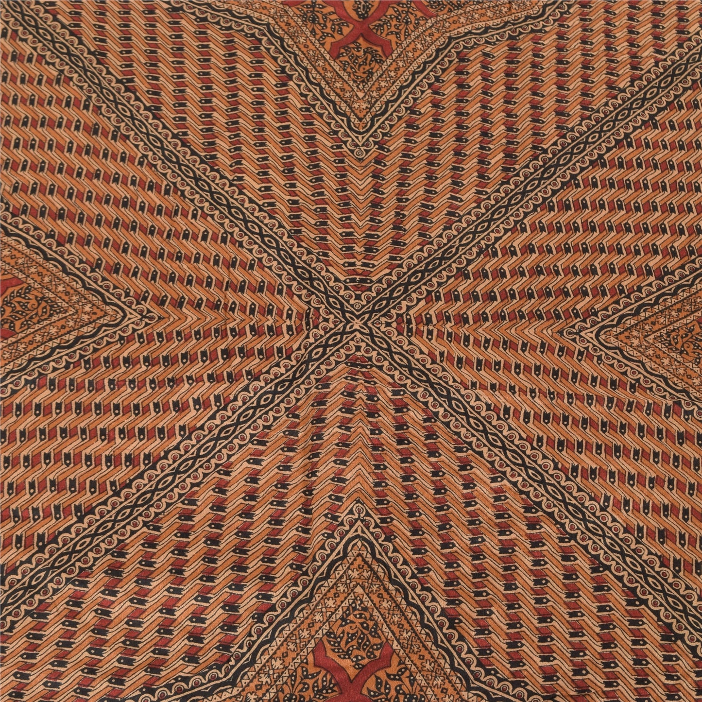 Sanskriti Vintage Mørkerød Dupatta Lang Stole Ren Silke Trykte Premium Tørklæder