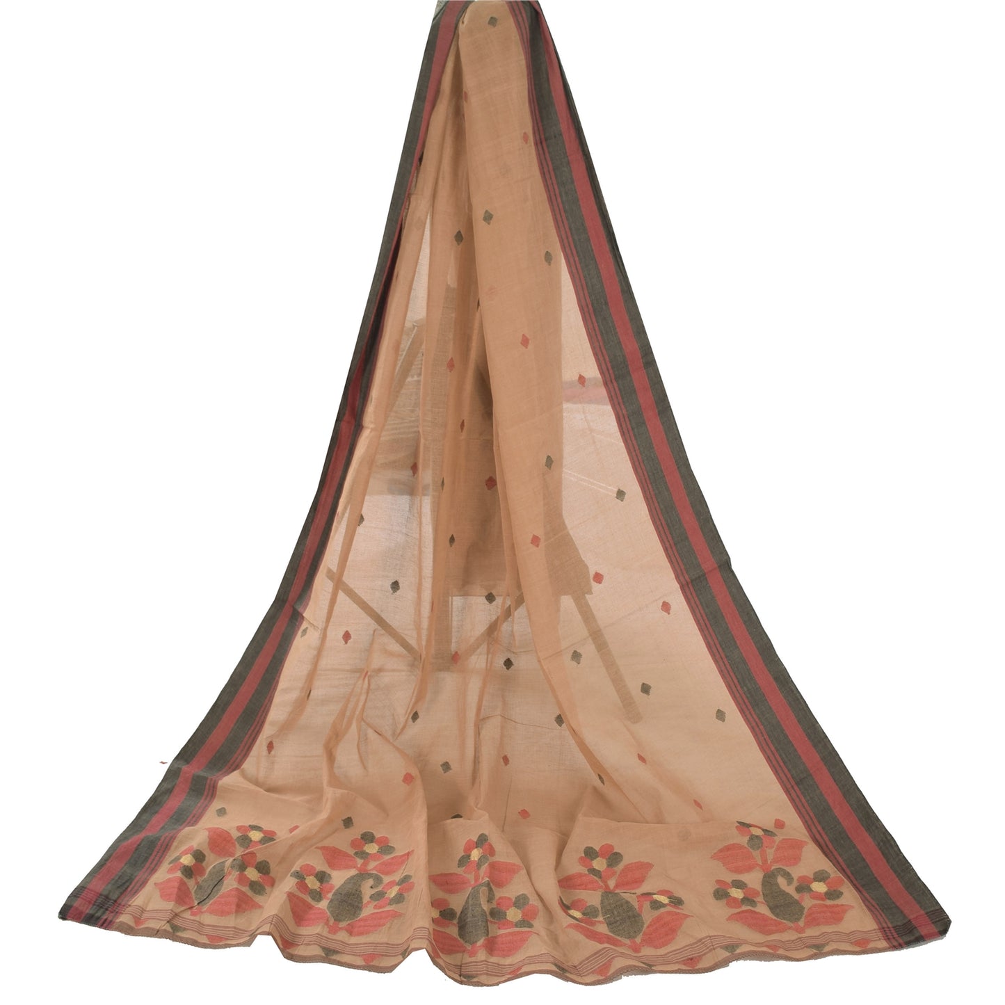 Sanskriti Vintage Yellow Dupatta Long Stole Pure Cotton Woven Premium Wrap Veil