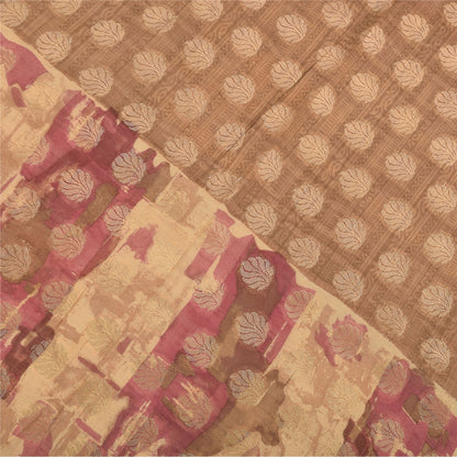 Санскрити Винтаж Коричневый Дупатта Длинный Палантин Смесовый Хлопок Тканый Набивной Накидка Фата