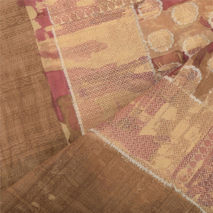 Санскрити Винтаж Коричневый Дупатта Длинный Палантин Смесовый Хлопок Тканый Набивной Накидка Фата