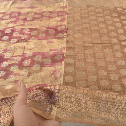 Санскрити Винтаж Коричневый Дупатта Длинный Палантин Смесовый Хлопок Тканый Набивной Накидка Фата