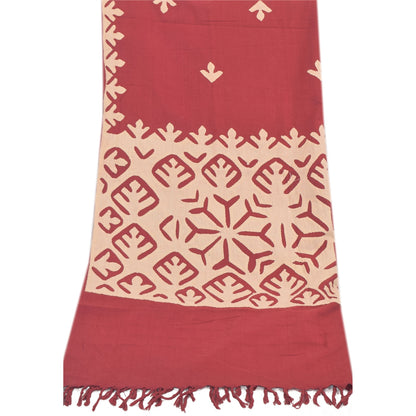 Sanskriti Vintage Red  Dupatta Long Stole Pure Cotton Applique Premium Scarves