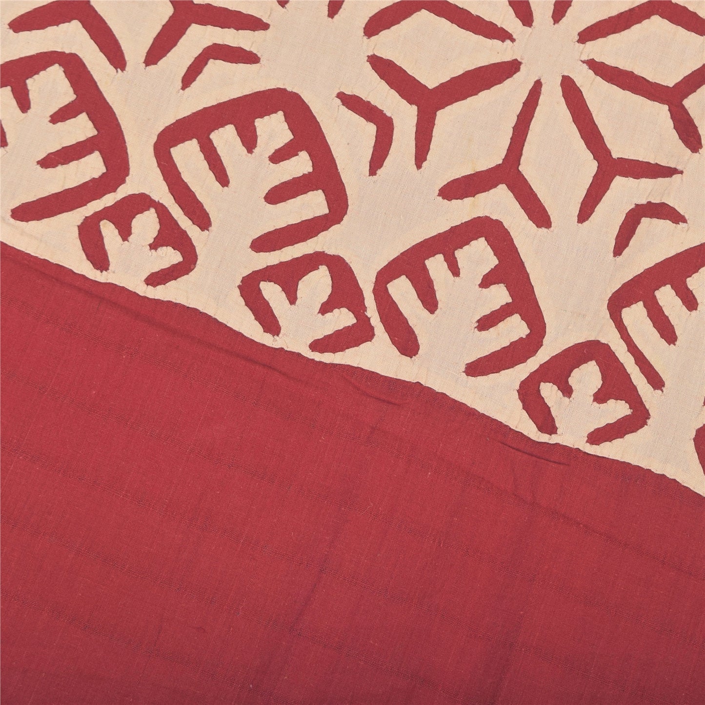 Sanskriti Vintage Red  Dupatta Long Stole Pure Cotton Applique Premium Scarves